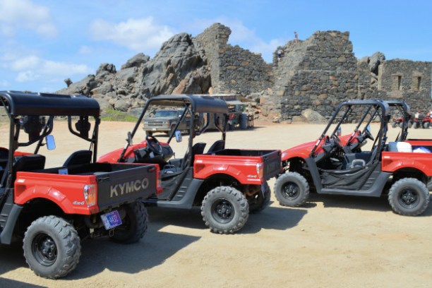 Jeeps on the beach.