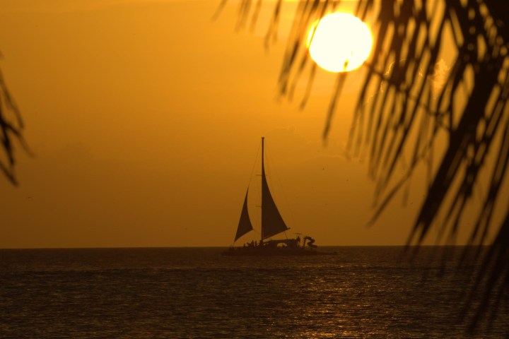 a sunset over a body of water